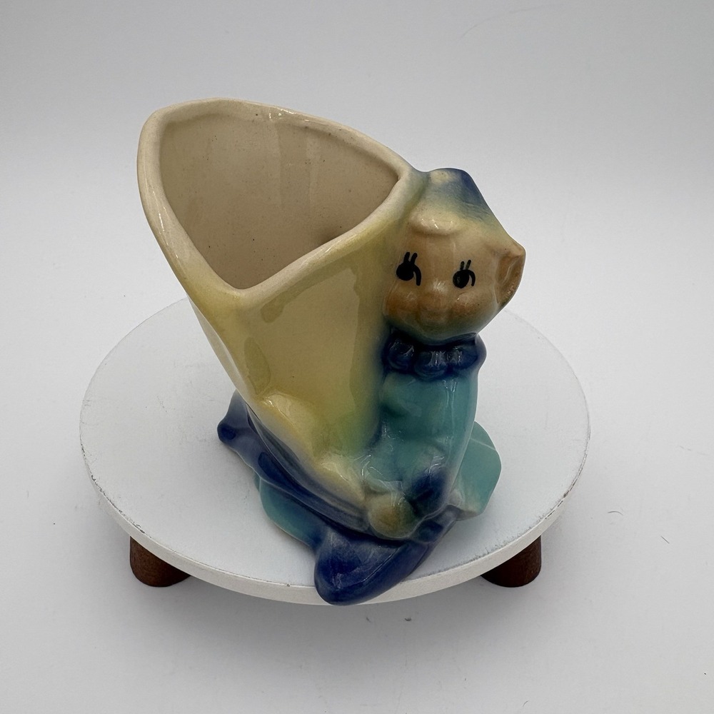 Shawnee Pottery Pixie or‎ Elf Pottery Vase or Planter Yellow and Blue